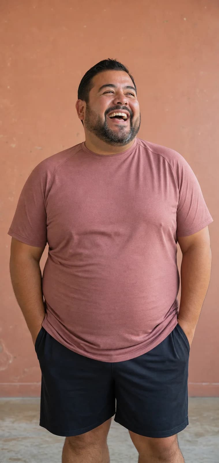 Adult man in rose athletic clothing