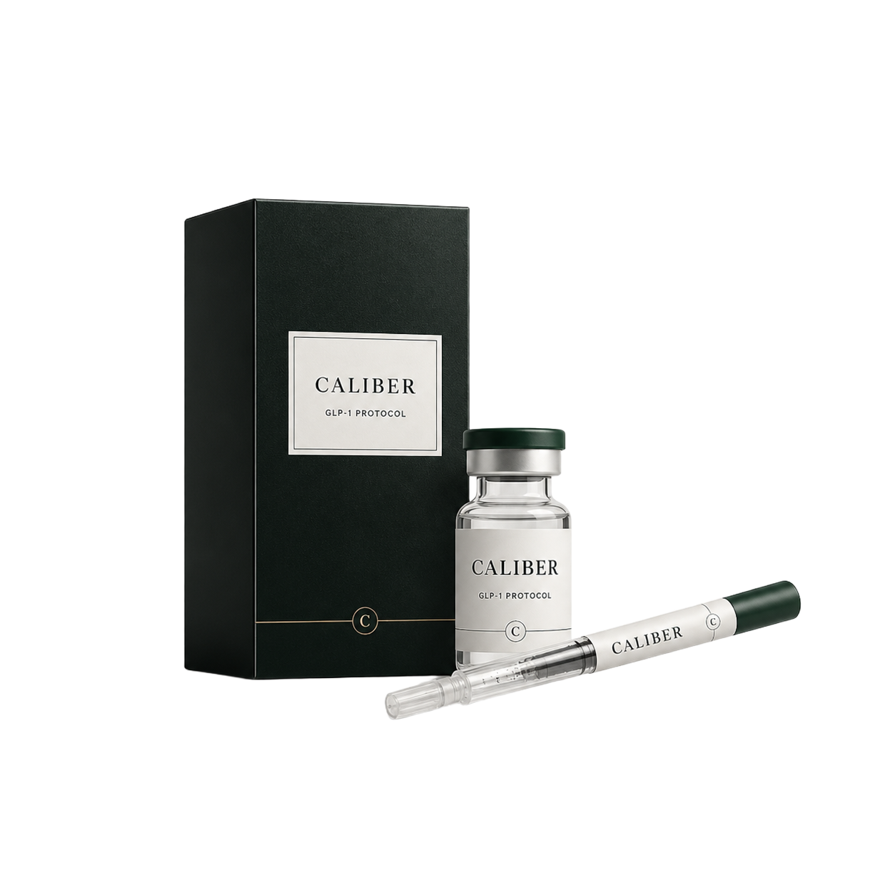 Caliber GLP-1 protocol box, vial, and injector